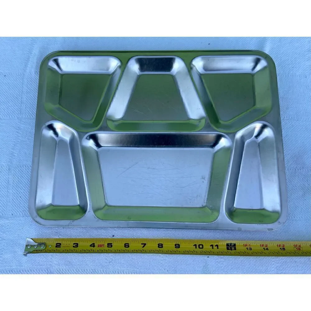 1 Vintage US Military GI Stainless Steel 6 Compartment Mess Hall Tray